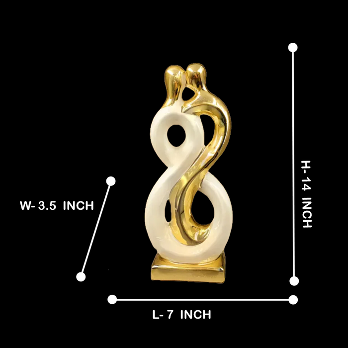 Elegant White and Gold Couple Modern Art Figurine for Luxurious Home Décor