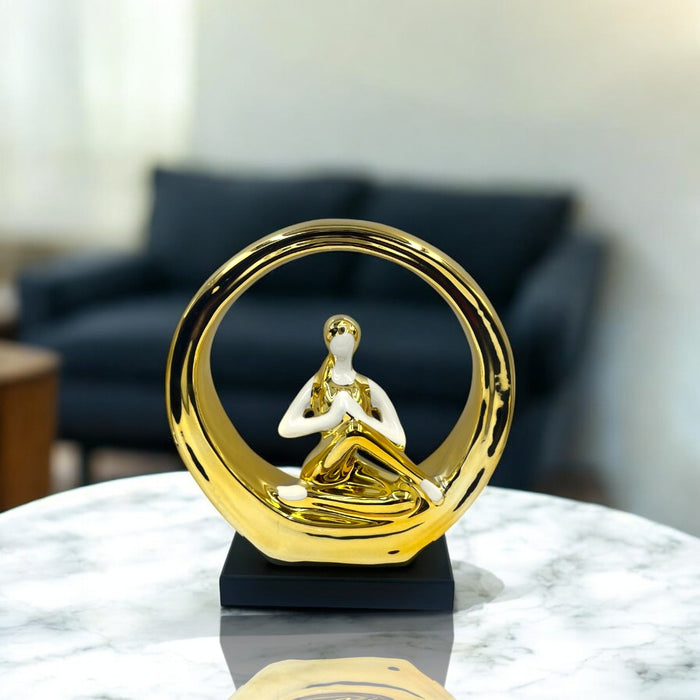 Golden Serenity Circle Yoga Figurine