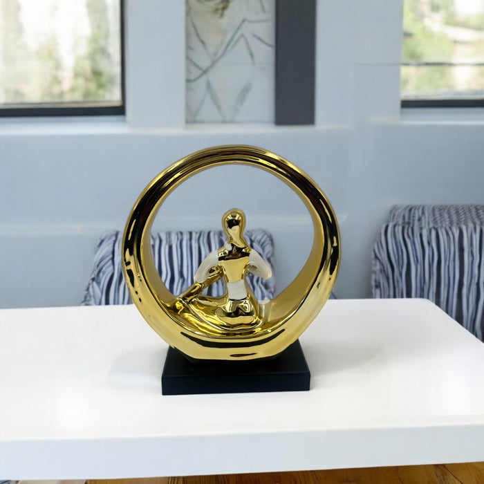 Golden Serenity Circle Yoga Figurine