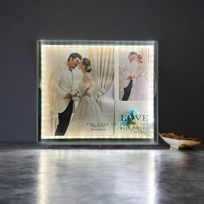 Dual Photo LED Frame with Ambient Lighting – 12.5x11 Inch