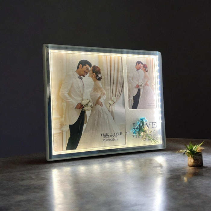 Dual Photo LED Frame with Ambient Lighting – 12.5x11 Inch