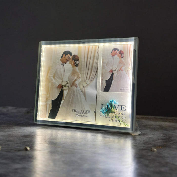 Dual Photo LED Frame with Ambient Lighting – 12.5x11 Inch