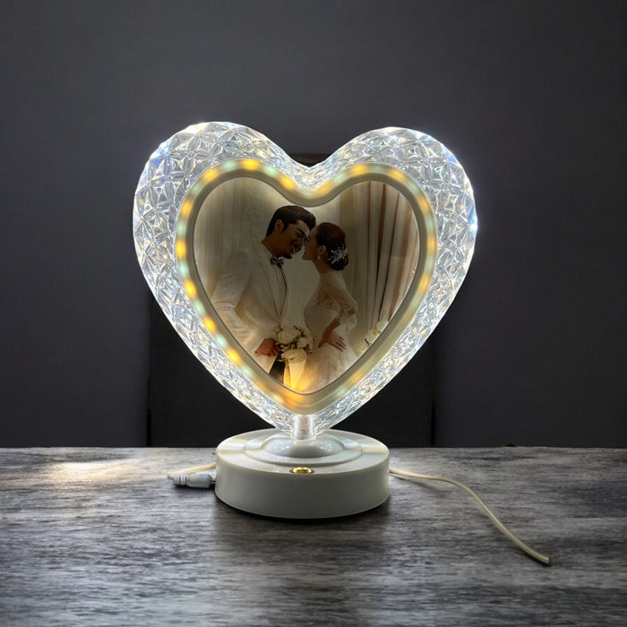 Heart-Shaped LED Photo Frame with 3 Light Modes