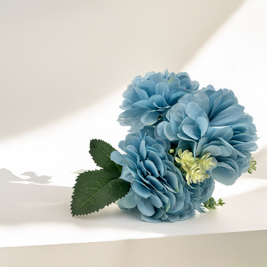 Blue Blossoms Artificial Flower Bunch – 5 Elegant Flowers