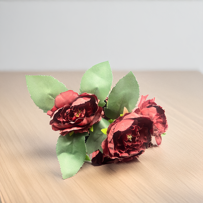 Exquisite Artificial Red Peonies Flower Bunch with 7 Blooms – Timeless Elegance for Your Home