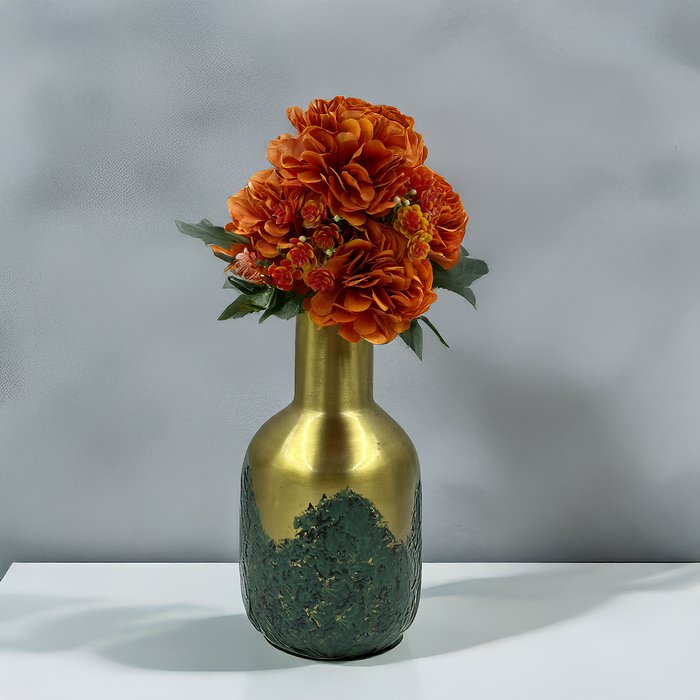 Vibrant Orange Dahlia Artificial Flower Bouquet - Enhance Your Home Décor