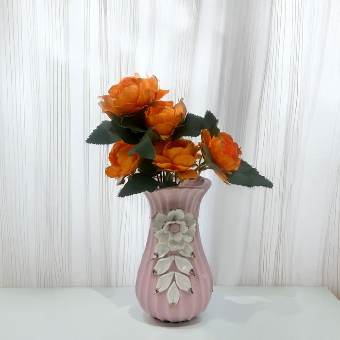 Elegant Artificial Orange Peonies Flower Bunch with 7 Blooms – Vibrant Charm for Your Home