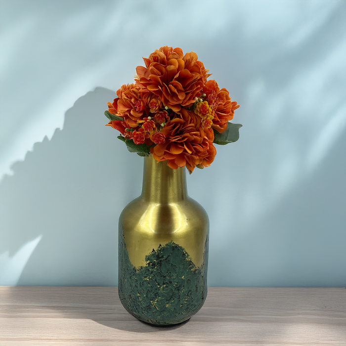 Vibrant Orange Dahlia Artificial Flower Bouquet - Enhance Your Home Décor