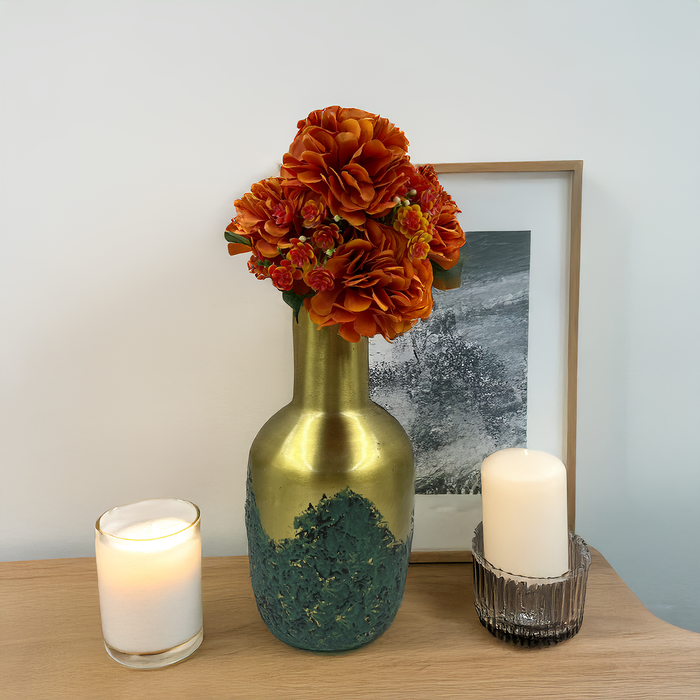 Vibrant Orange Dahlia Artificial Flower Bouquet - Enhance Your Home Décor