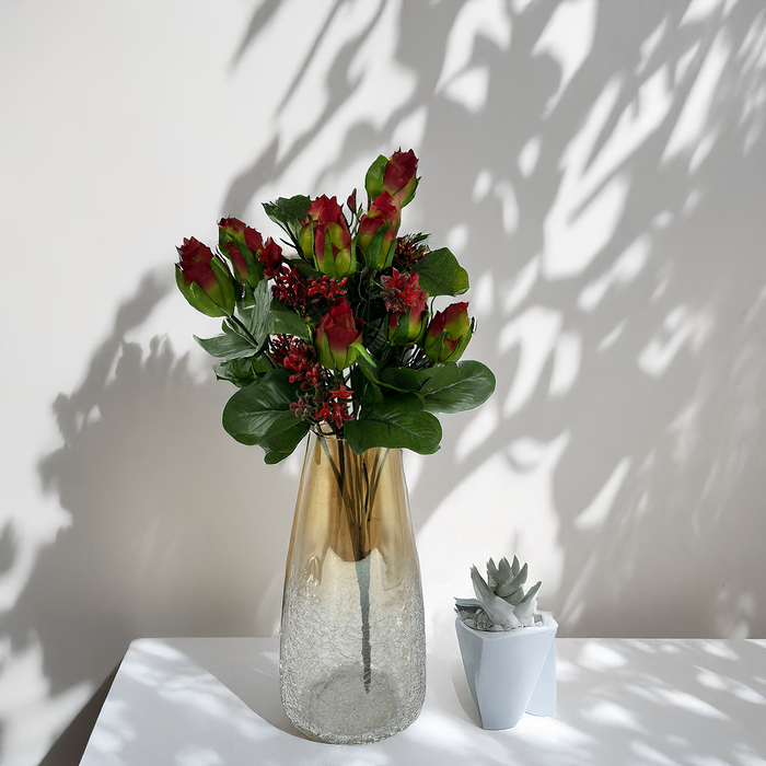 12 Red Tulip Artificial Flowers Bunch - Perfect for Home & Gifting