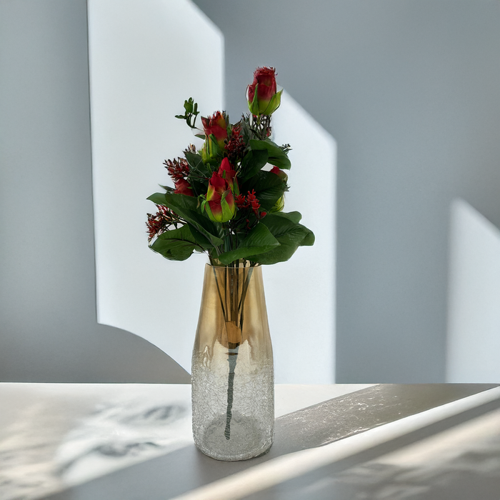 12 Red Tulip Artificial Flowers Bunch - Perfect for Home & Gifting