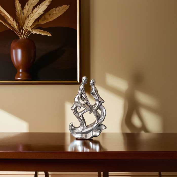 Romantic Abstract Silver Couple Figurine – A Symbol of Love and Harmony