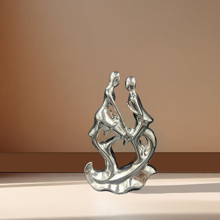 Romantic Abstract Silver Couple Figurine – A Symbol of Love and Harmony