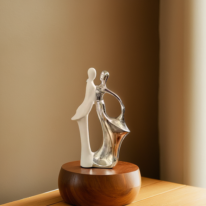 Modern Silver & White Couple Figurine – A Symbol of Grace and Togetherness