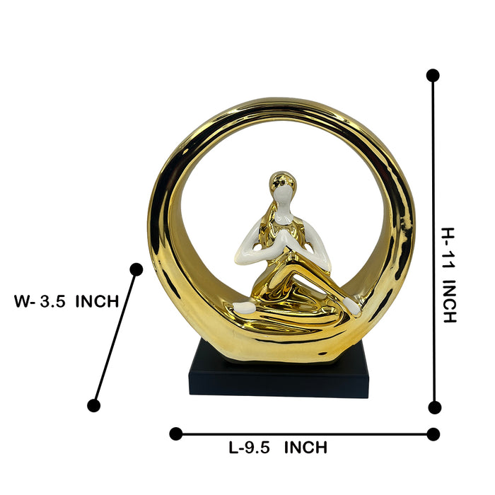 Golden Serenity Circle Yoga Figurine