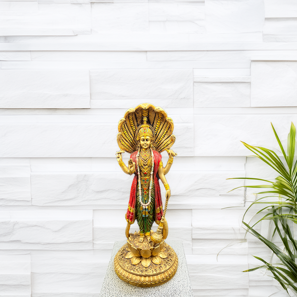 Elegant Lord Vishnu Idol with Sheshnag – A Symbol of Divine Protection and Balance